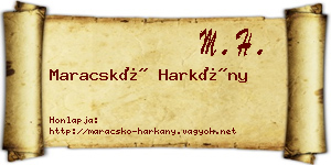 Maracskó Harkány névjegykártya